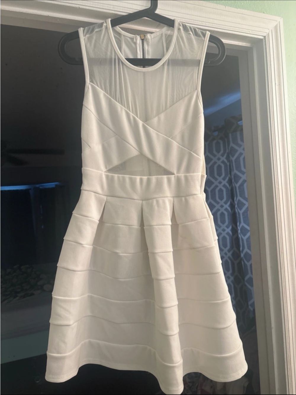 Crystal Doll White Sleeveless Fit-and-Flare Mini Dress